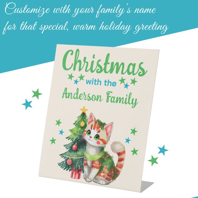 Expositor En L Navidades nombre familia gato y verde azul árbol (Subido por el creador)