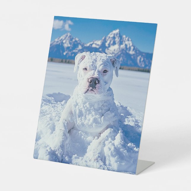 Expositor En L Navidades Pitbull Dog Snowman (Anverso)