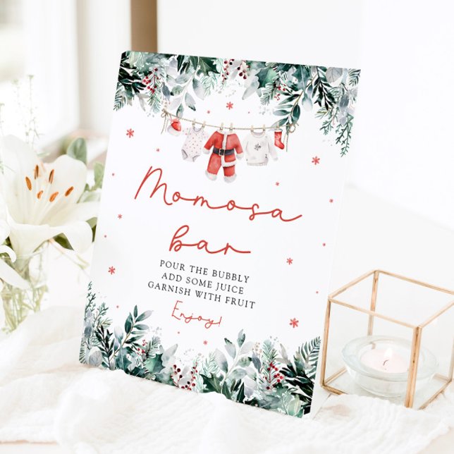 Expositor En L Navidades rojos Santa Baby Clothes Rótulo Bar Momo (Watercolor Red Christmas Santa Baby Clothes Momosa Bar Sign)