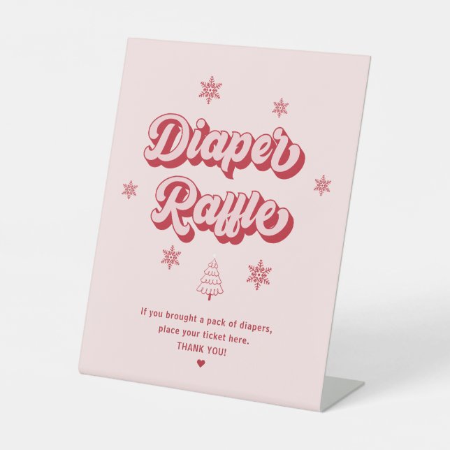 Expositor En L Navidades rosados Baby Shower Diaper Raffle (Anverso)
