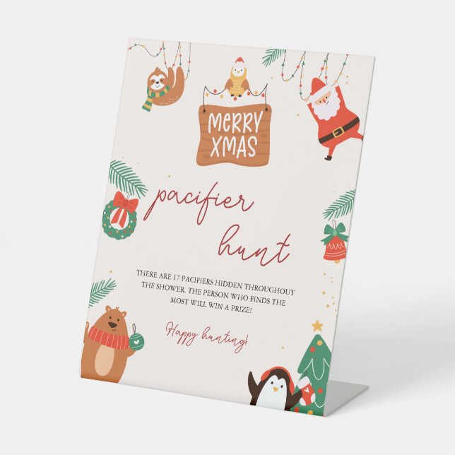 Expositor En L Navidades Santa Baby Shower Pacifier Hunt Game (Anverso)