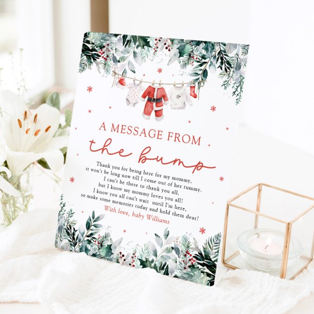 Expositor En L Navidades Santa Baby Un Mensaje Del Rótulo Bump (Watercolor Red Christmas Santa Baby A Message From The Bump Sign)