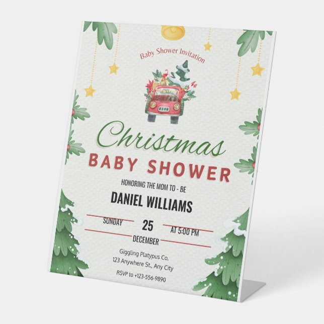 Expositor En L Navidades verdes alegres manejan Baby Shower (Anverso)