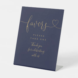 Expositor En L Navy Blue And Gold Heart Script Favorece