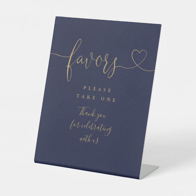 Expositor En L Navy Blue And Gold Heart Script Favorece (Anverso)