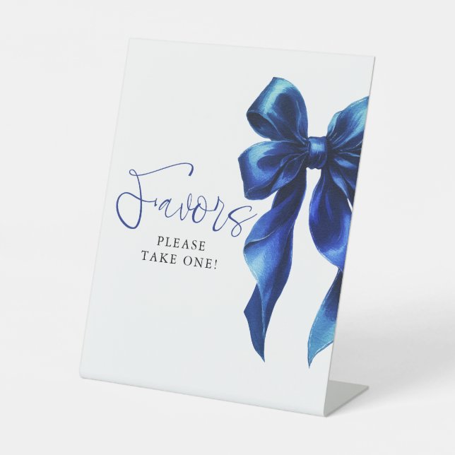 Expositor En L Navy Blue Bow Bridal Shower Favors (Anverso)