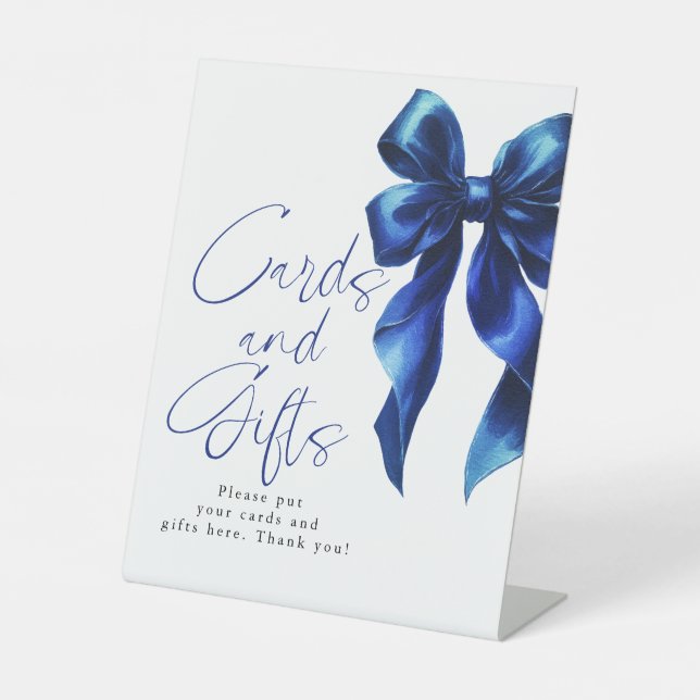 Expositor En L Navy Blue Bow Cards and Gifts Bridal Shower (Anverso)