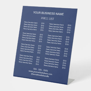 Expositor En L Navy Blue Modern Price List Pedestal Rótulo