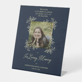 Expositor En L Navy Hand Lettered Chic Flourish Funeral Memorial