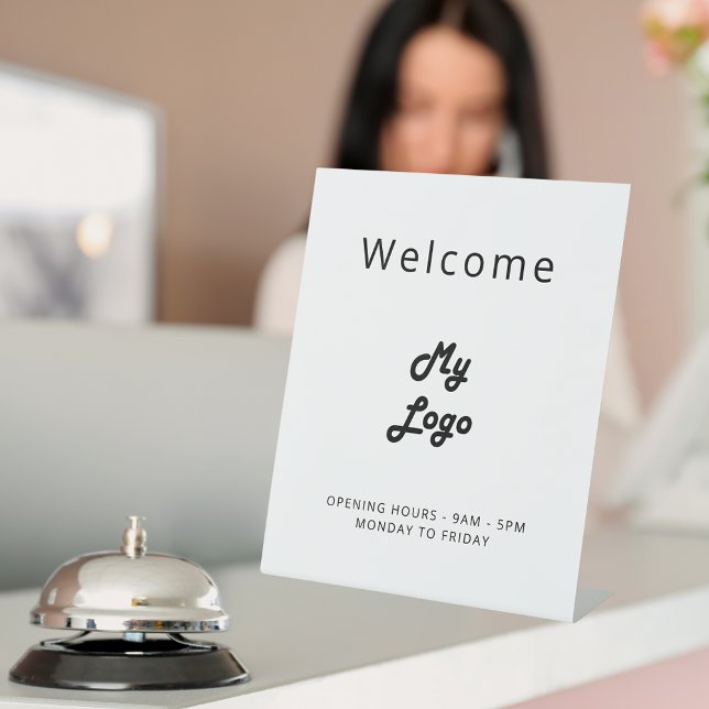 Expositor En L Negocio de bienvenida con logotipo blanco (Subido por el creador)