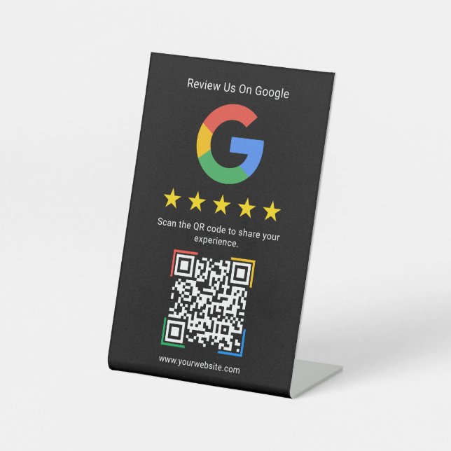Expositor En L Negocio de código QR de reseñas de Google simple m (Anverso)