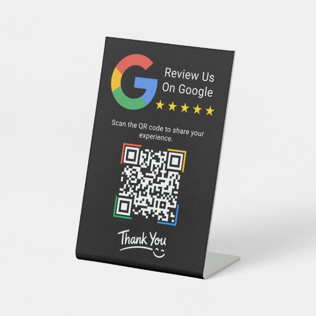 Expositor En L Negocio de código QR de reseñas de Google simple m (Anverso)