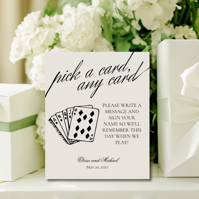 Expositor En L Negro y blanco eligen cualquier libro de cartas (Add a fun touch to your wedding or event with this modern serif playing cards guest book sign!)