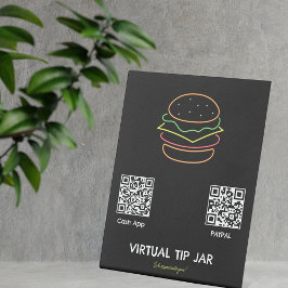 Expositor En L Neon Burger Virtual Tip Jar Tabletop Rótulo