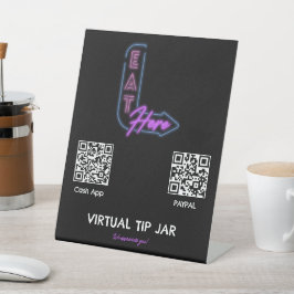 Expositor En L Neon Eat Here Virtual Tip Jar Tabletop Rótulo