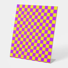 Expositor En L Neon Purple Yellow Check Checkerboard Vintage