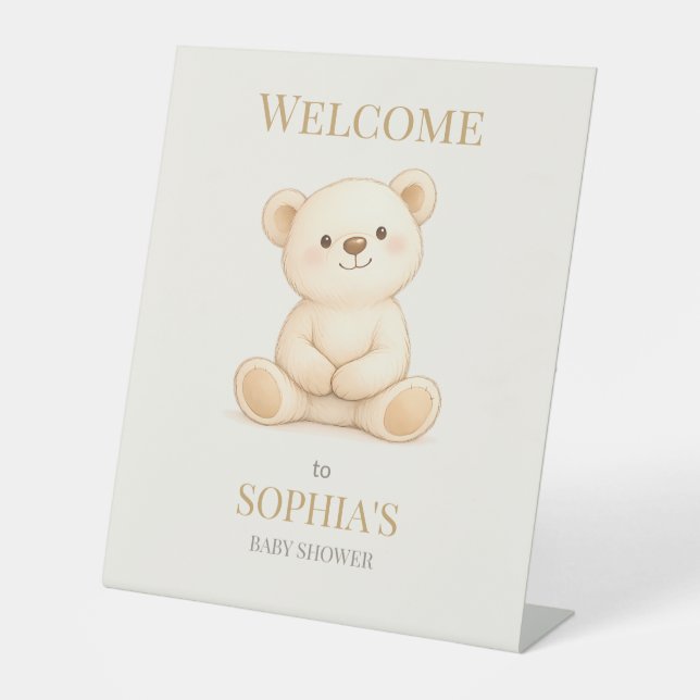 Expositor En L Neutral Teddy Bear Baby Shower (Anverso)