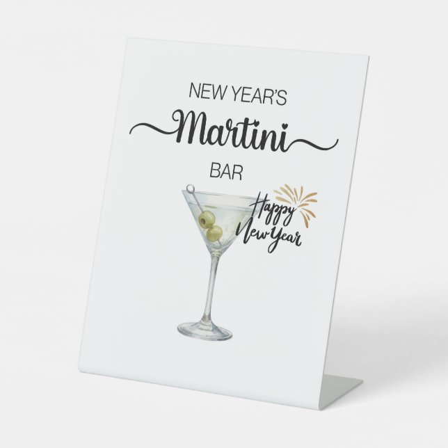 Expositor En L New Year’s Classic Martini Bar Pedestal Sign (Anverso)