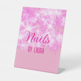 Expositor En L Niñas purpurinas rosadas y nails añaden nombre a s