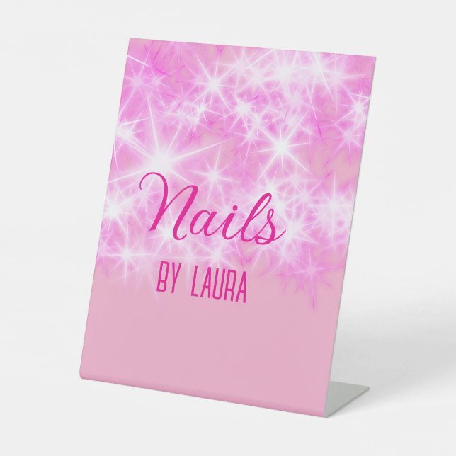 Expositor En L Niñas purpurinas rosadas y nails añaden nombre a s (Anverso)