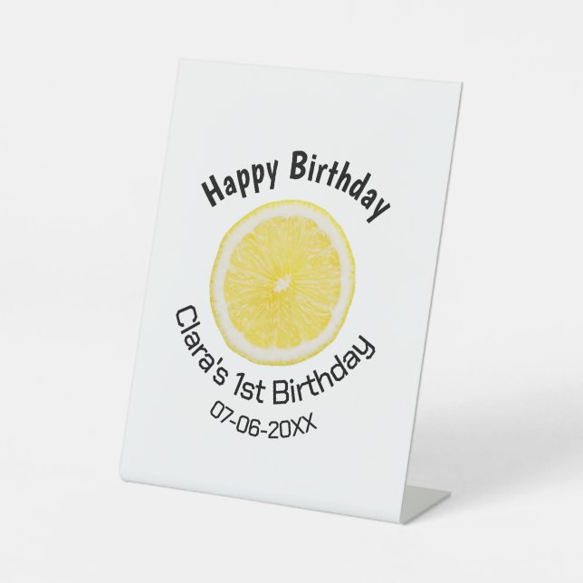 Expositor En L Niños de primer cumpleaños limón de nacimiento agr (Anverso)