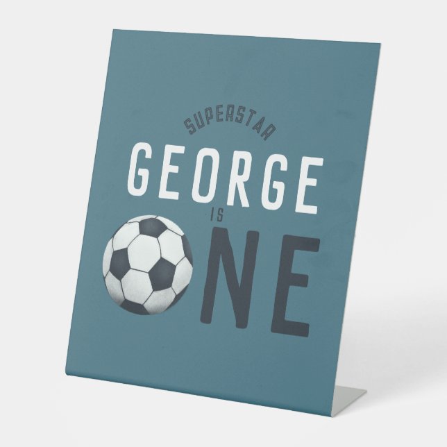 Expositor En L Niños Deportes Azules Primer Fiesta de Cumpleaños (Anverso)