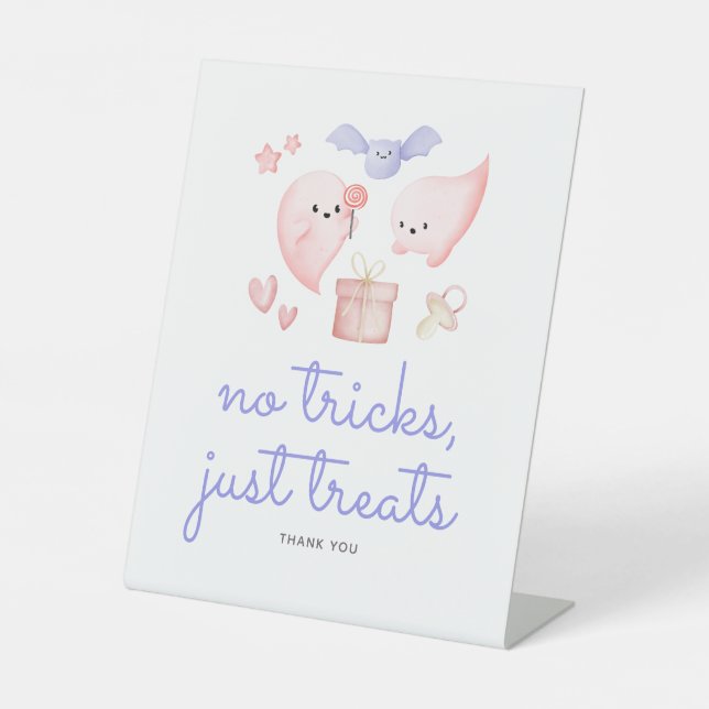 Expositor En L No hay trucos, solo trata el regalo de Baby Shower (Anverso)