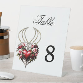 Expositor En L Noble corazón gótico con flores.