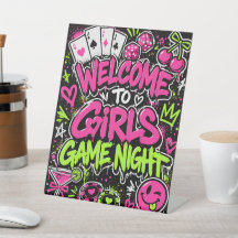 Noche de Juegos de Chicas Neón Graffiti Bienvenida
