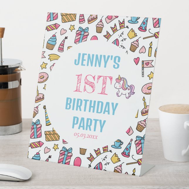 Expositor En L Noche pequeña unicornio Cualquier fiesta de cumple (In Situ)