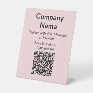 Expositor En L Nombre comercial Código QR rosa pálido y negro de 