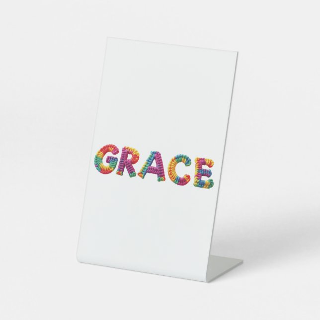 Expositor En L Nombre de gracia en el patrón de crochet vibrante (Anverso)