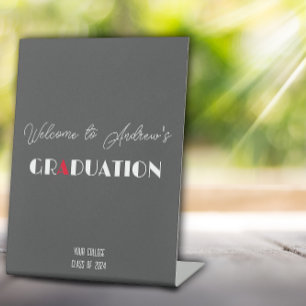Expositor En L Nombre de graduación rojo blanco minimalista gris