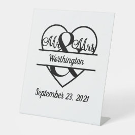 Expositor En L Nombre de monograma Fecha Corazón Boda 
