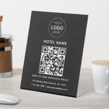 Nombre del hotel Logotipo y código QR Detalles de 