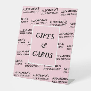 Expositor En L Nombre Edad Cumpleaños Regalos y Tarjeta Rosa Sonr