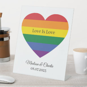 Expositor En L Nombre personalizado Corazón arcoiris