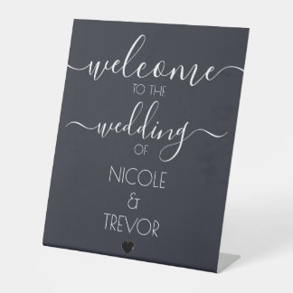 Expositor En L Nombres personalizados Bienvenida Boda Gris Oscuro
