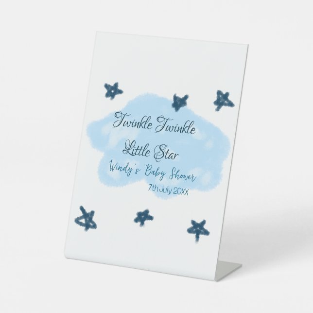 Expositor En L Nubes azules parpadean Twinkle Little Star baby sh (Anverso)