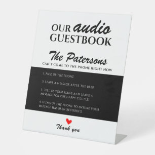 Expositor En L Nuestro Boda de audio Guestbook Black White Modern