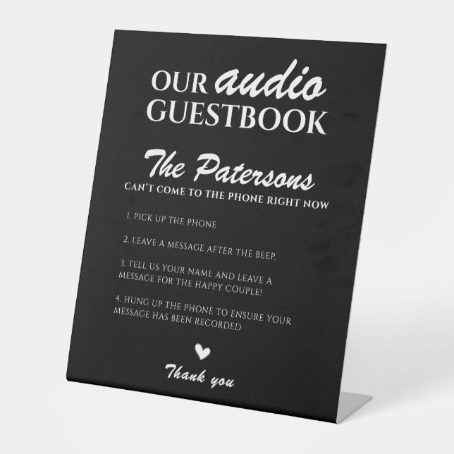 Expositor En L Nuestro Boda de audio Guestbook Black White Modern (Anverso)