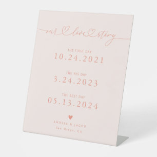 Expositor En L Nuestros Corazones de Historia de Amor Peach Boda 