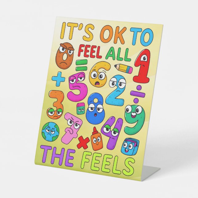 Expositor En L Number Day Feelings Maths Pedestal Sign for School (Anverso)