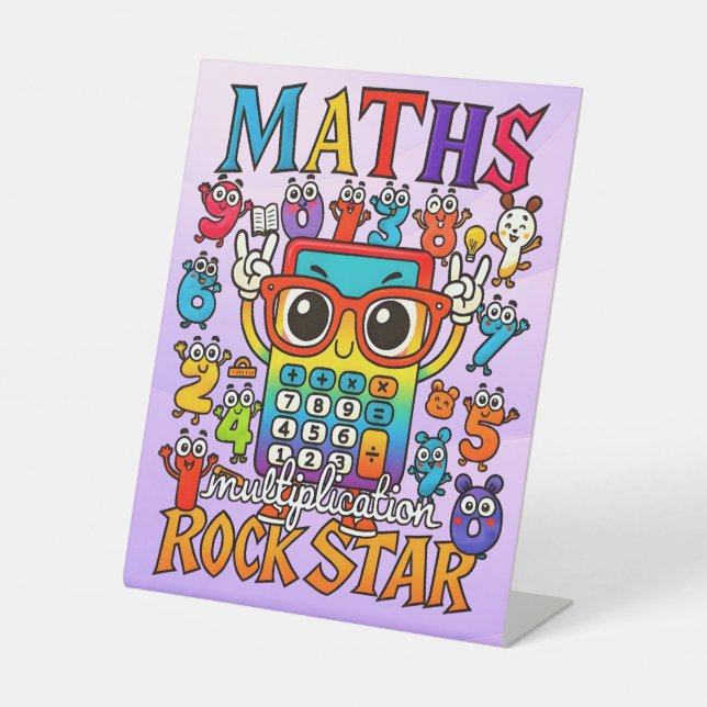 Expositor En L Number Day Maths Rockstar Pedestal Sign for School (Anverso)