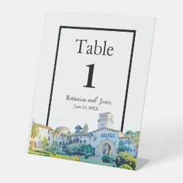 Expositor En L Número de Boda de acuarela del tribunal de Santa B