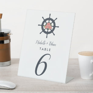Expositor En L Número de la mesa de recepción de bodas náuticas r