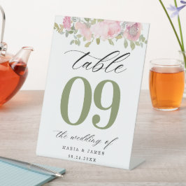 Expositor En L Número de la mesa floral de acuarela del jardín de