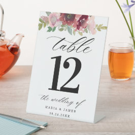 Expositor En L Número de la mesa floral de acuarela del jardín de