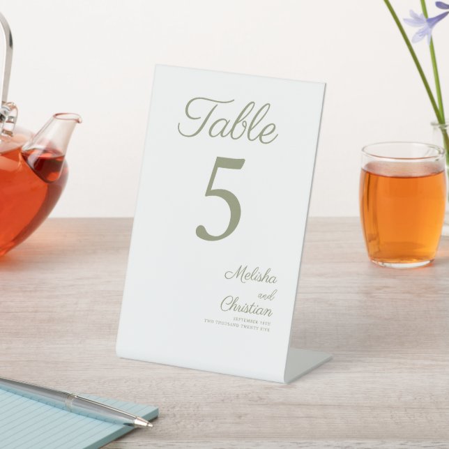 Expositor En L Número de la tabla de señas para un boda moderno. (In Situ)