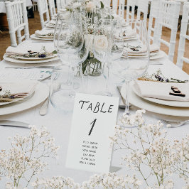 Expositor En L Número de mesa de boda con letra script minimalist